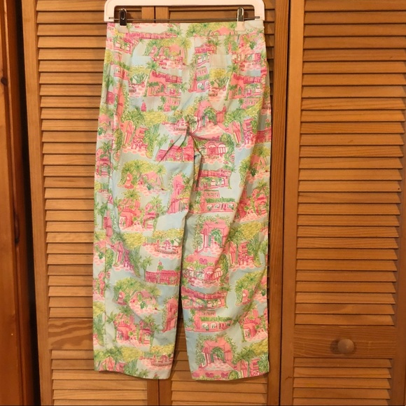 Lilly Pulitzer Blue Green Capri Pants 2 - Picture 2 of 3